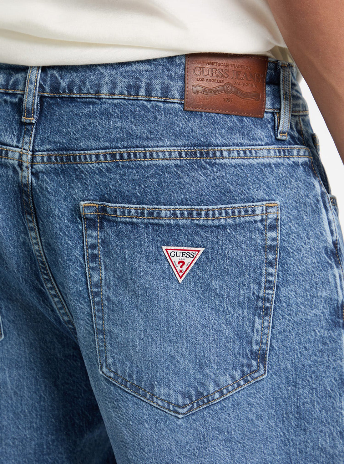 Guess Jeans G15 Relaxed Taper Jeans in Medium Wash M5GA90D5M53 Back Detail View