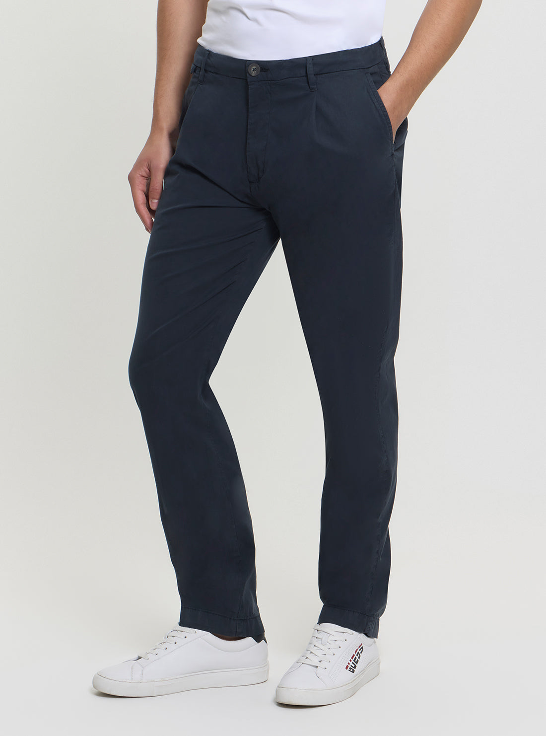 GUESS Mens Blue Mid-Rise Slim Fit Taylor Chino Pants M5GB24WH4GA Side View