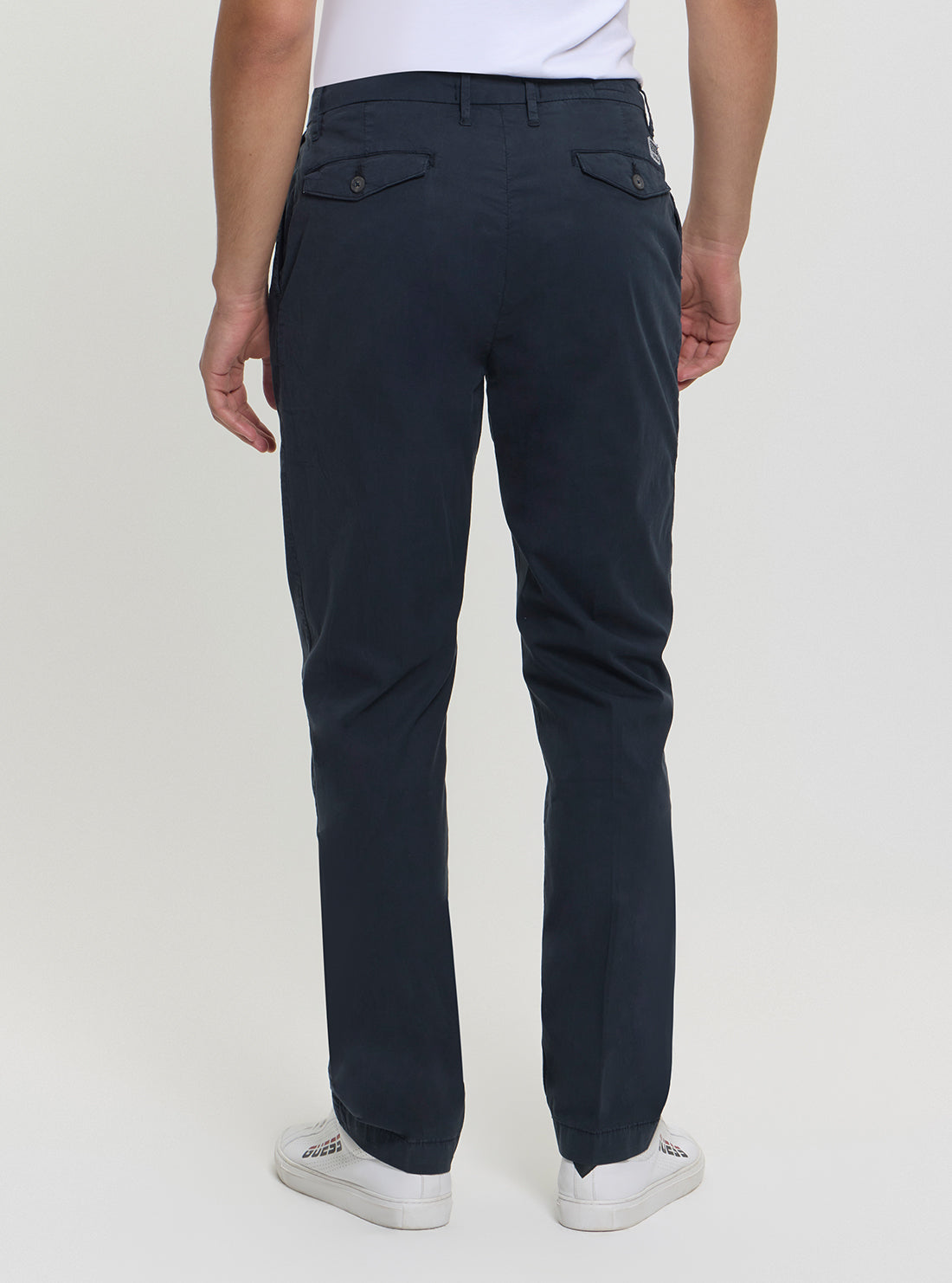 GUESS Mens Blue Mid-Rise Slim Fit Taylor Chino Pants M5GB24WH4GA Back View