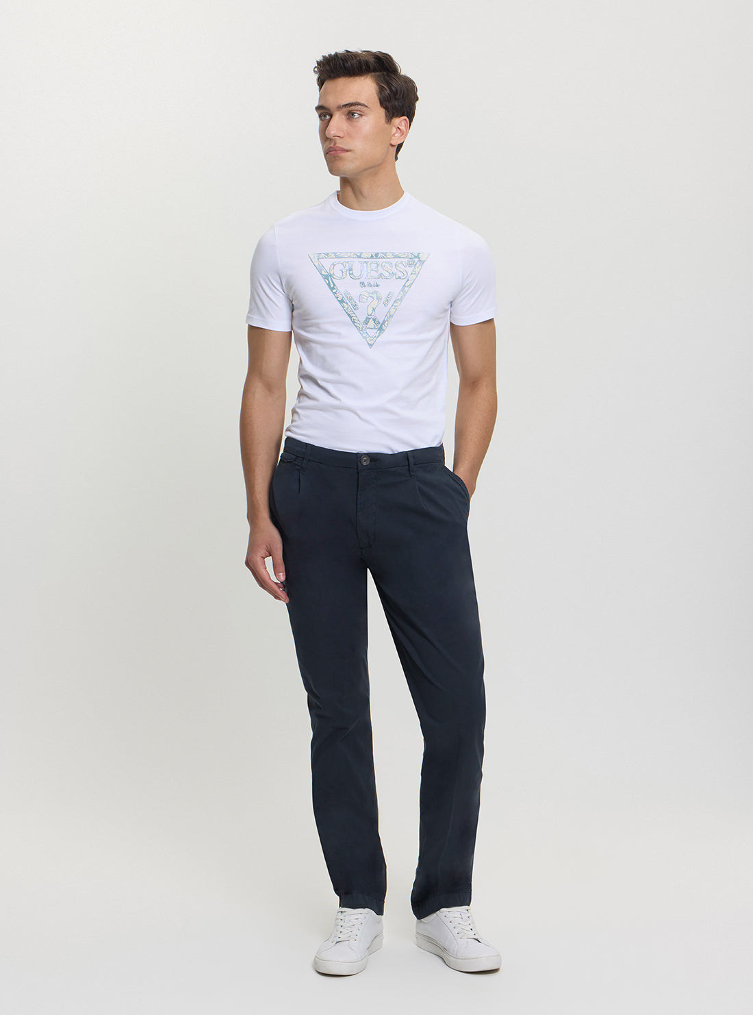 GUESS Mens Blue Mid-Rise Slim Fit Taylor Chino Pants M5GB24WH4GA Full View