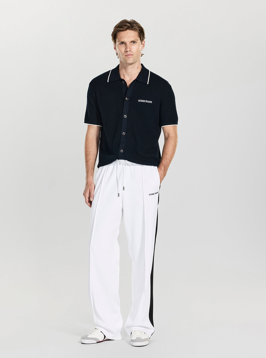 Guess Jeans White Tricot Track Pants M5GB58KB212 Full View