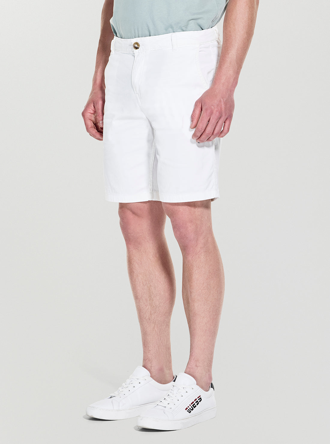 GUESS Mens White Angels Chino Short M5GD13WH4BA Front Side View