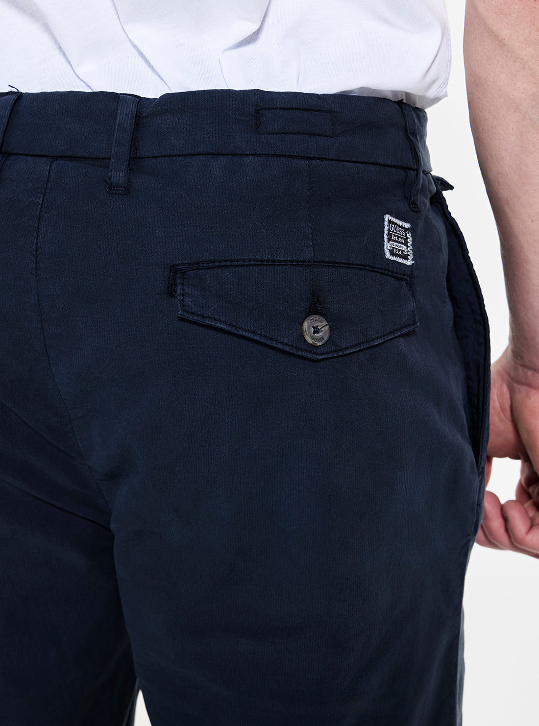 GUESS Mens Blue Taylor Chino Short M5GD26WH4GA Detail View