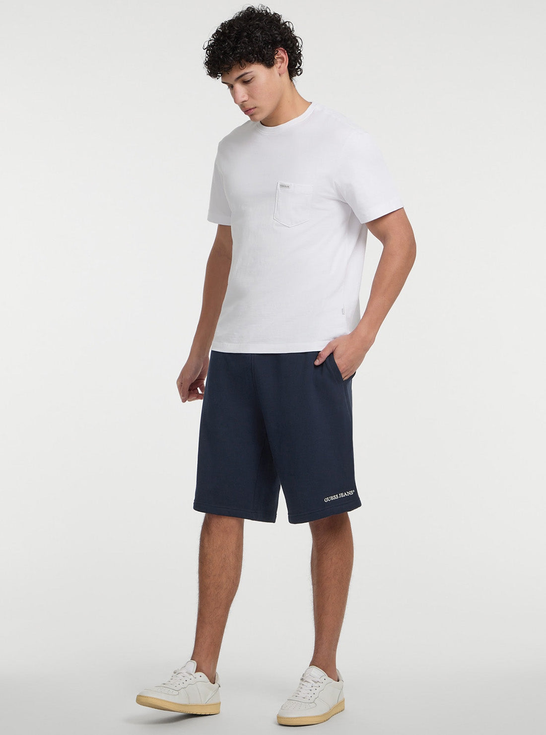 Guess Jeans Blue Regular Embroidered Shorts M5GD49KCPR1 Front Side View