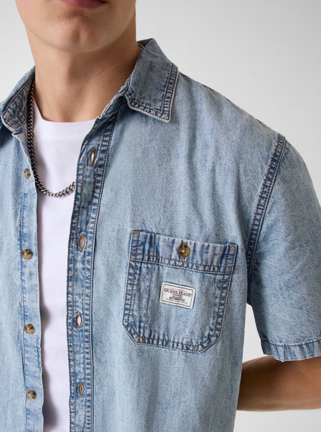 Guess Jeans Blue Regular Denim Shirt M5GH09D5NY1 Detail View