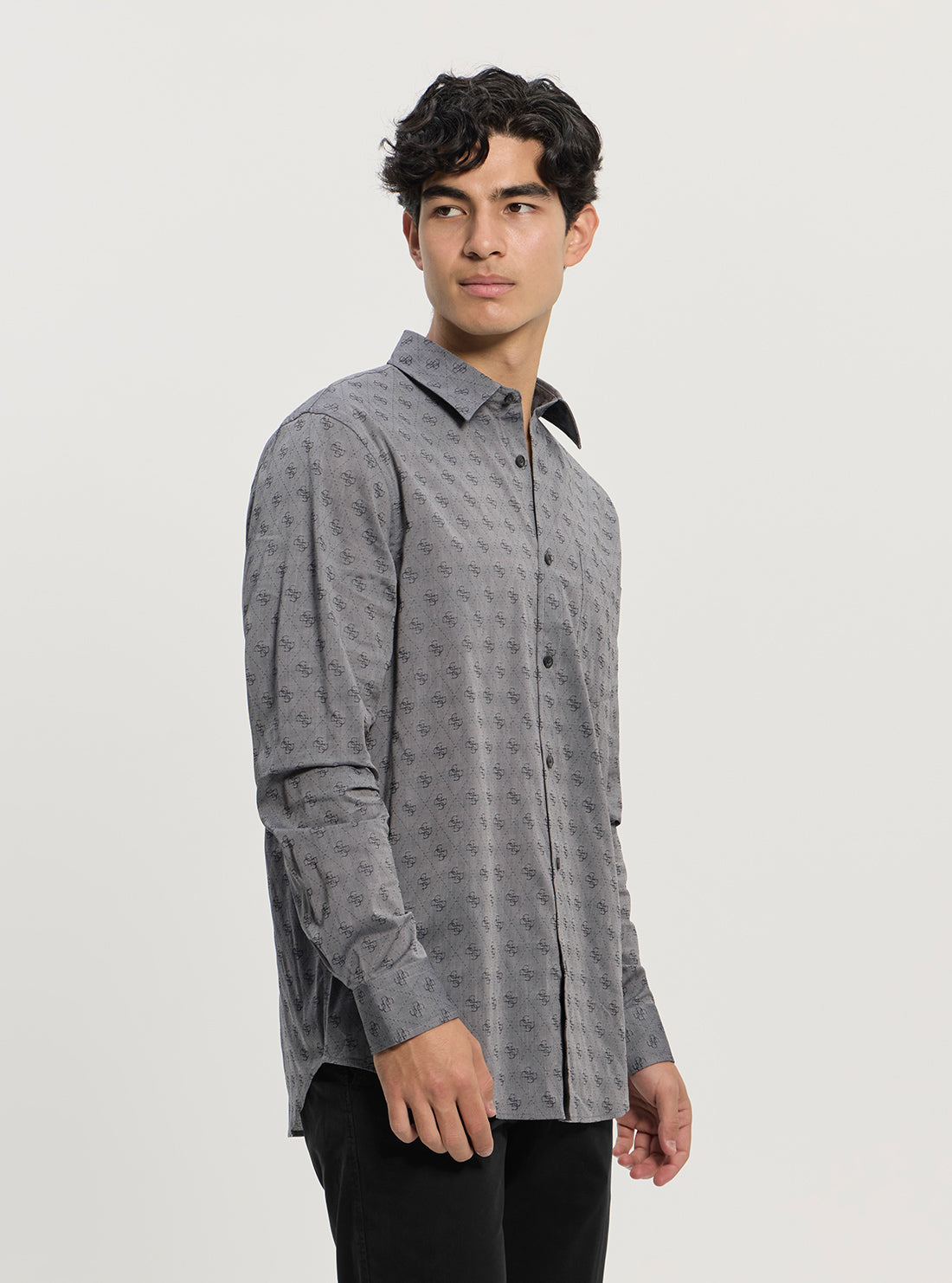 GUESS Mens Blue Logo Jacquard Polo Shirt M5GH65WFXX1 Side View