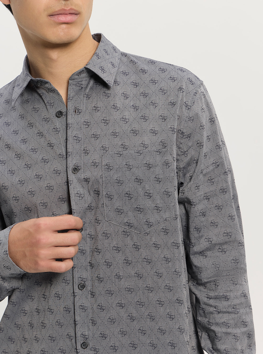 GUESS Mens Blue Logo Jacquard Polo Shirt M5GH65WFXX1 Detail View