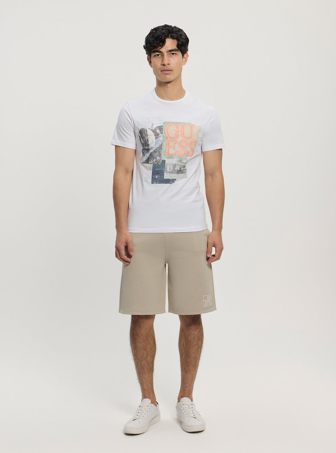 GUESS Mens White Sail Boat Logo T-Shirt M5GI04I3Z14 Full View