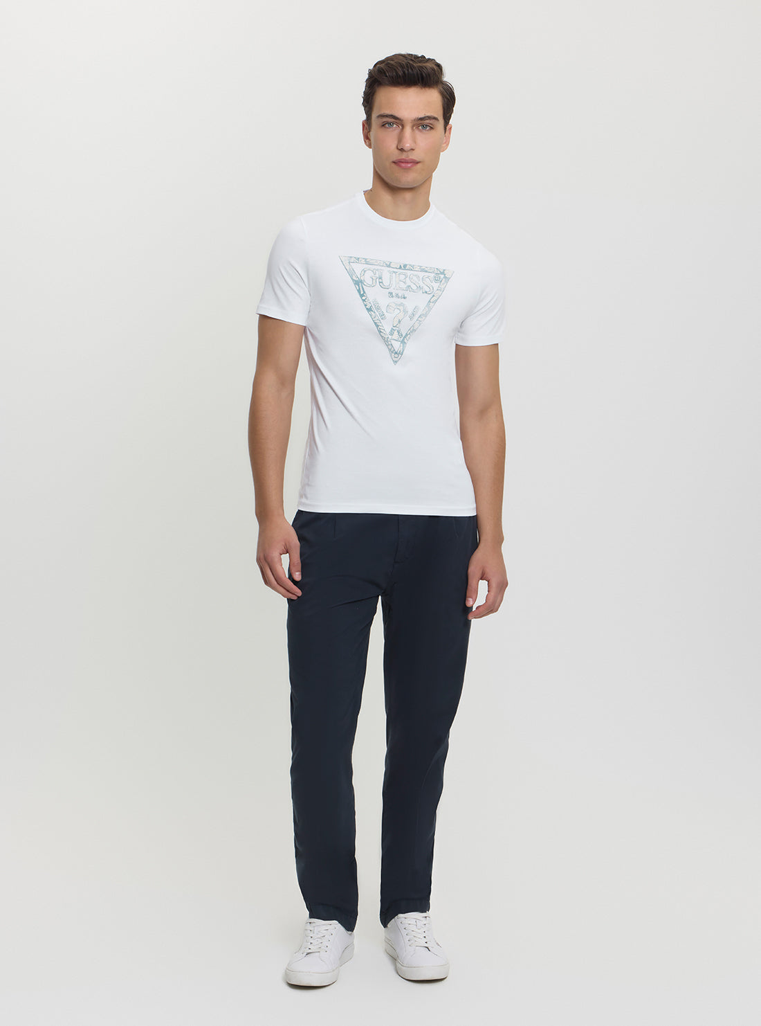 GUESS Mens White Logo Triangle Tee M5GI06I3Z14 Full VIew