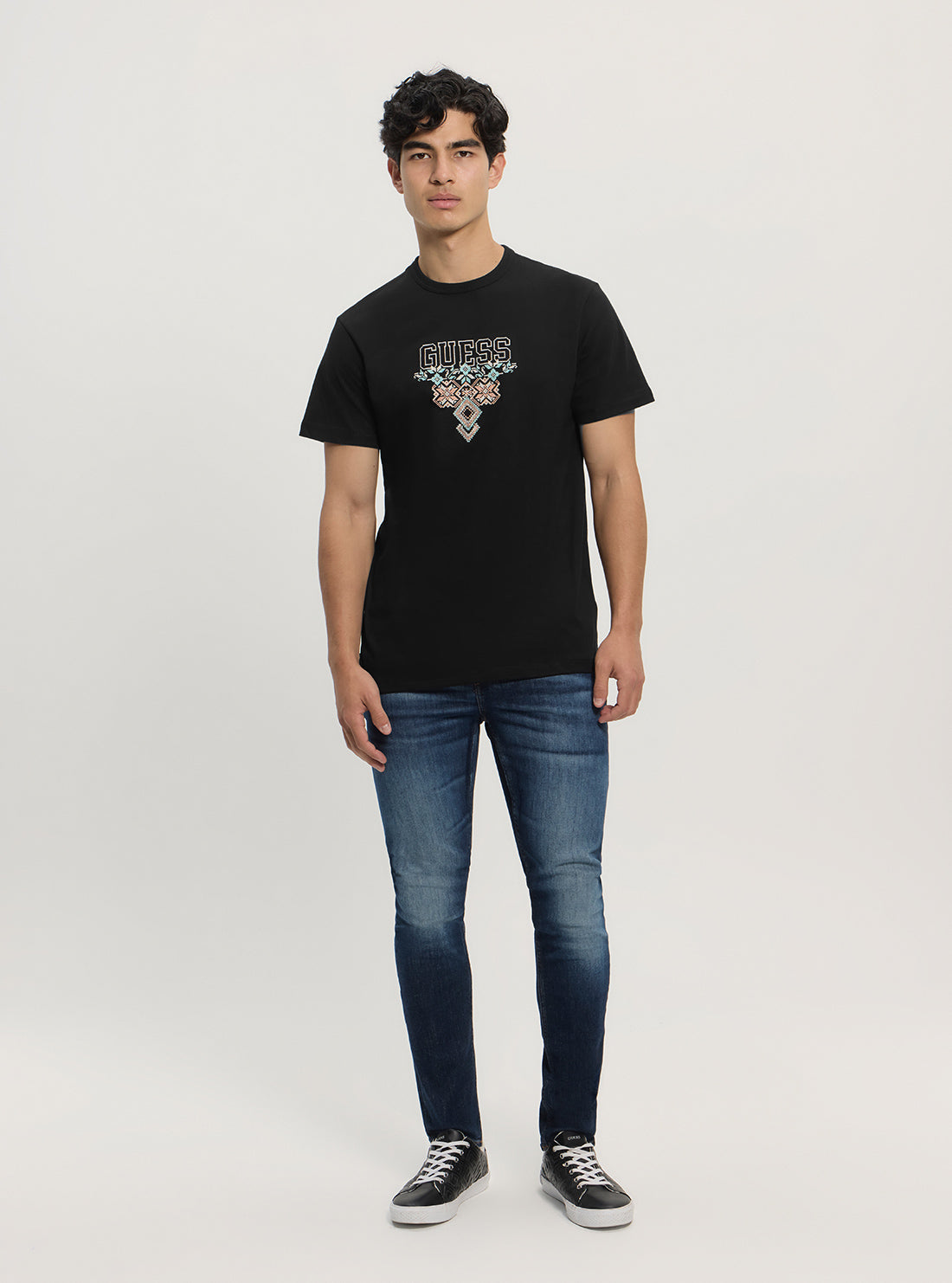 GUESS Mens Black Regular Fit Triangle Logo T-Shirt M5GI11K8FQ4 Full View