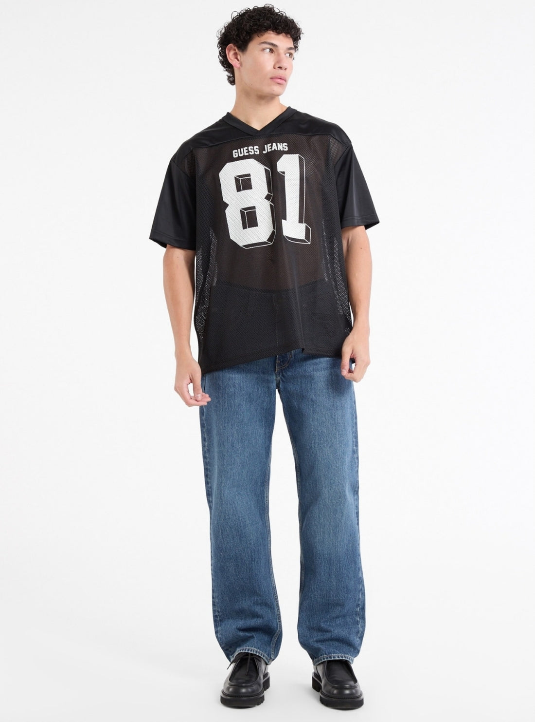 Guess Jeans Black Oversized 81 Mesh T-Shirt M5GI48KCTE2 Full View