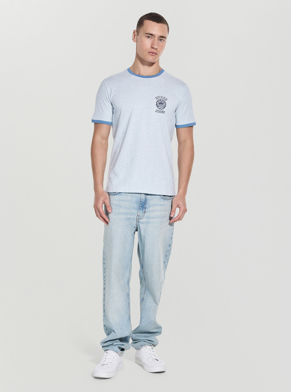 Guess Jeans Eco Blue Slim Stamp Heather T-Shirt M5GI57KCTX1 Full View