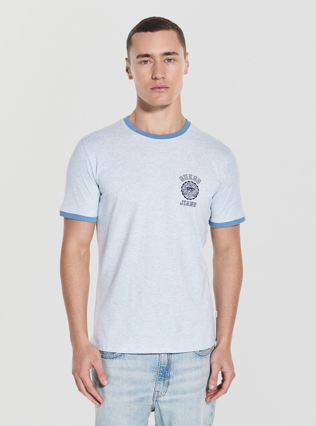 Guess Jeans Eco Blue Slim Stamp Heather T-Shirt M5GI57KCTX1 Front View