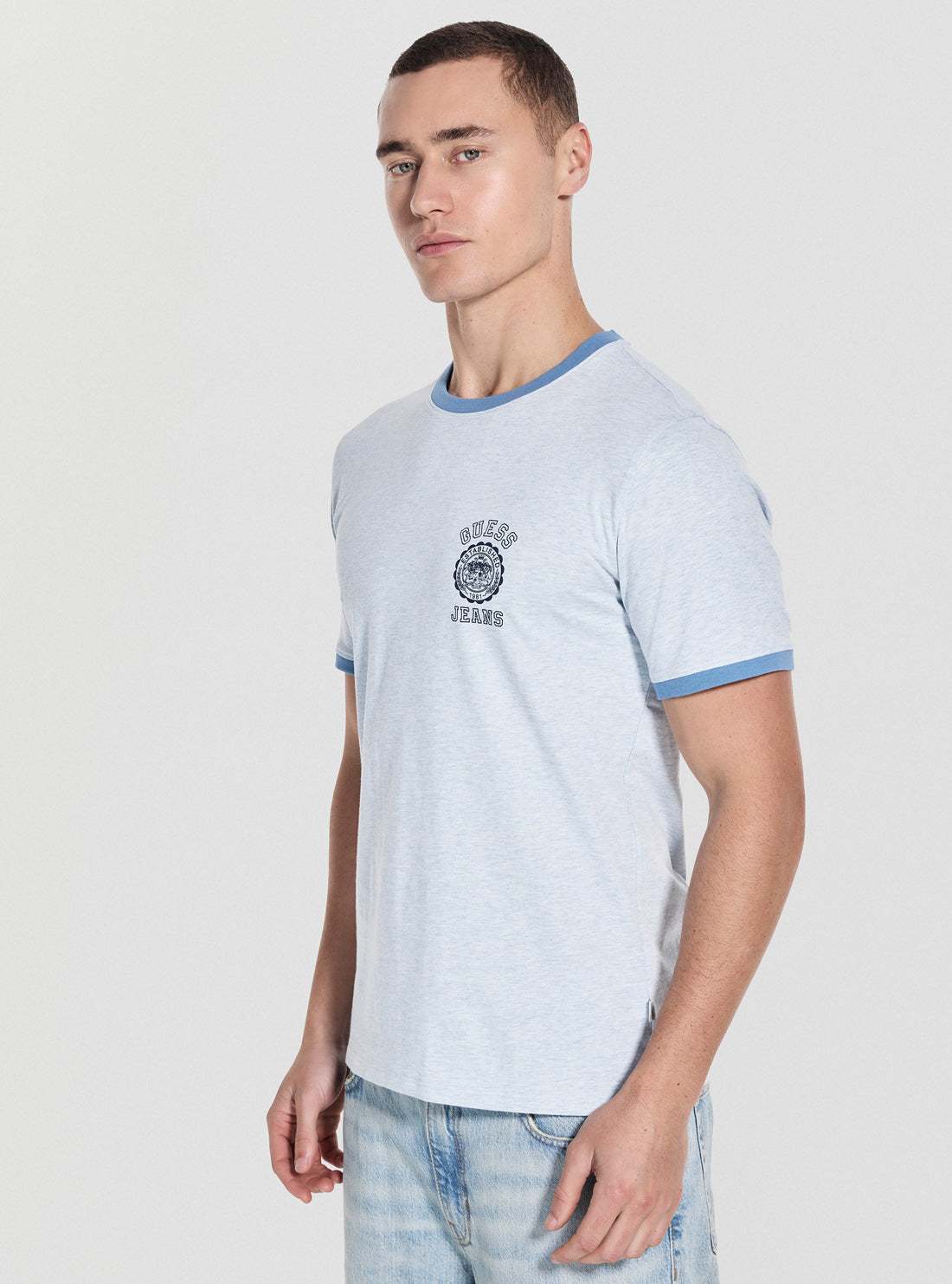 Guess Jeans Eco Blue Slim Stamp Heather T-Shirt M5GI57KCTX1 Front Side View