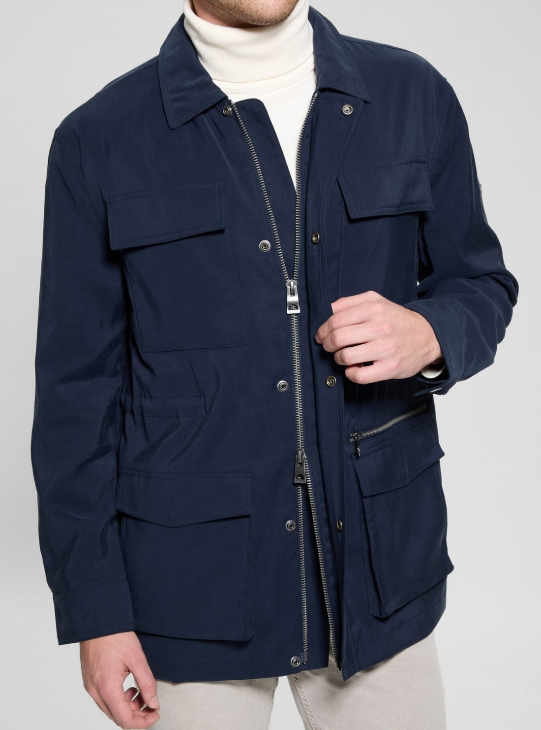 GUESS Mens Eco Blue Yosemite Twill Jacket M5GL23WH4Z0 Detail View