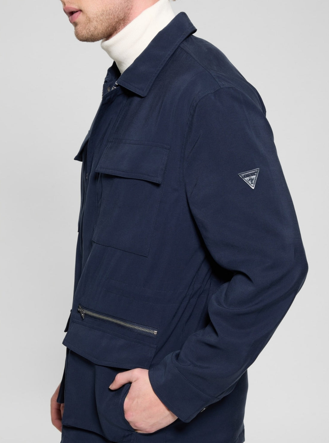 GUESS Mens Eco Blue Yosemite Twill Jacket M5GL23WH4Z0 Side View