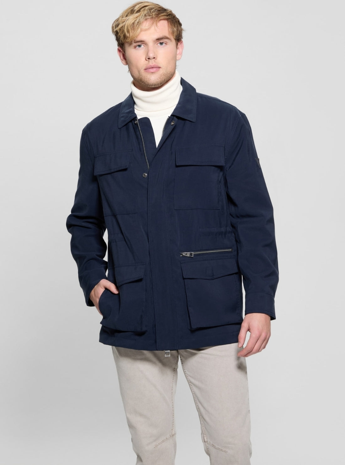 GUESS Mens Eco Blue Yosemite Twill Jacket M5GL23WH4Z0 Front View