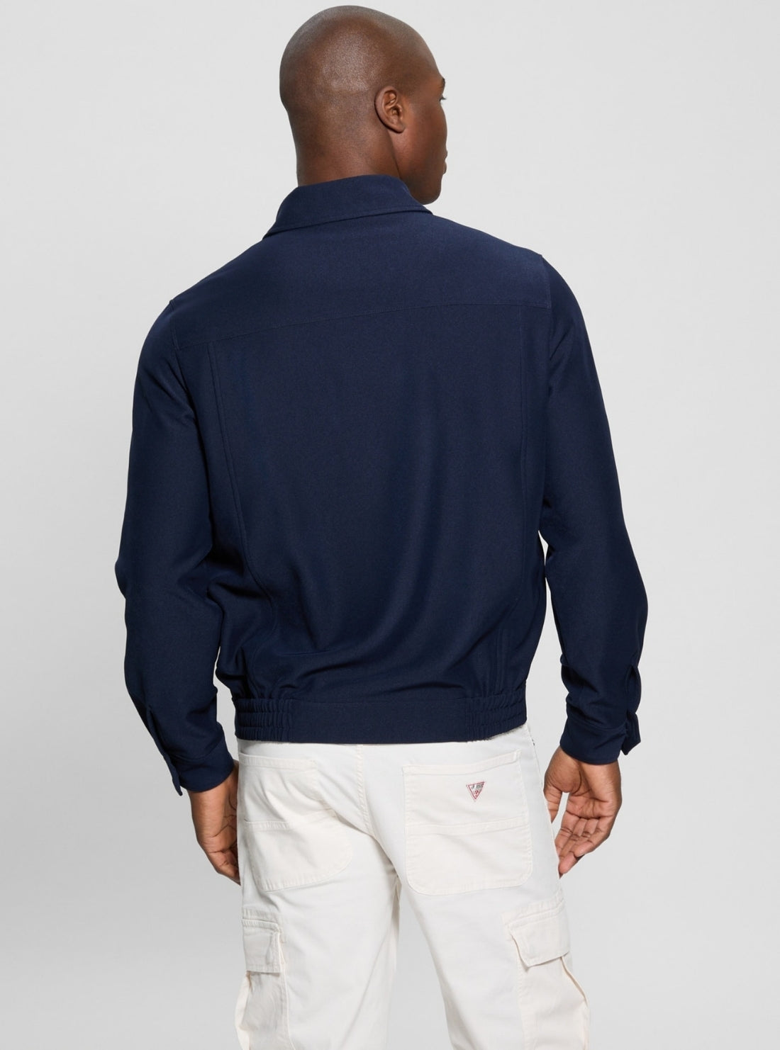 GUESS Mens Eco Blue Twill Fine Jacket M5GL38WHAO2 Back View