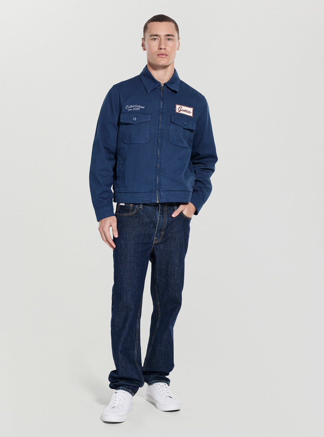 Guess Originals Blue Full Zip Cap Jacket M5GN54WGCVA Full View_2