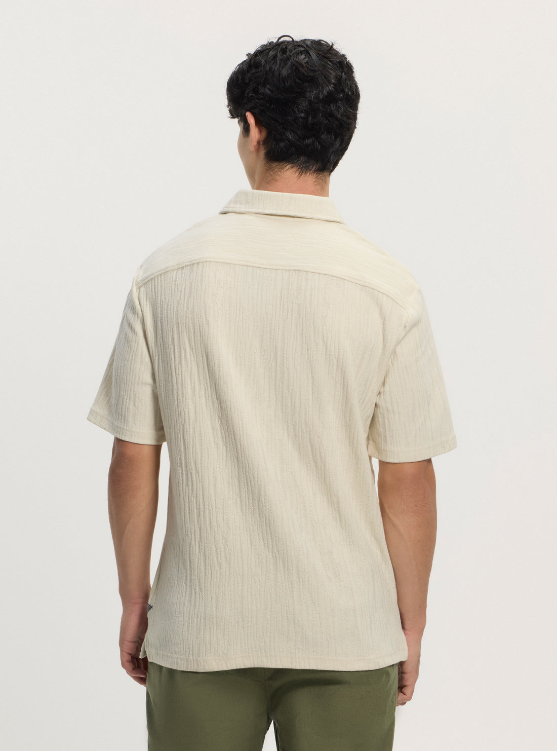 GUESS Mens Beige Loose Fit Knitted Polo Shirt M5GP11KCSN0 Back View