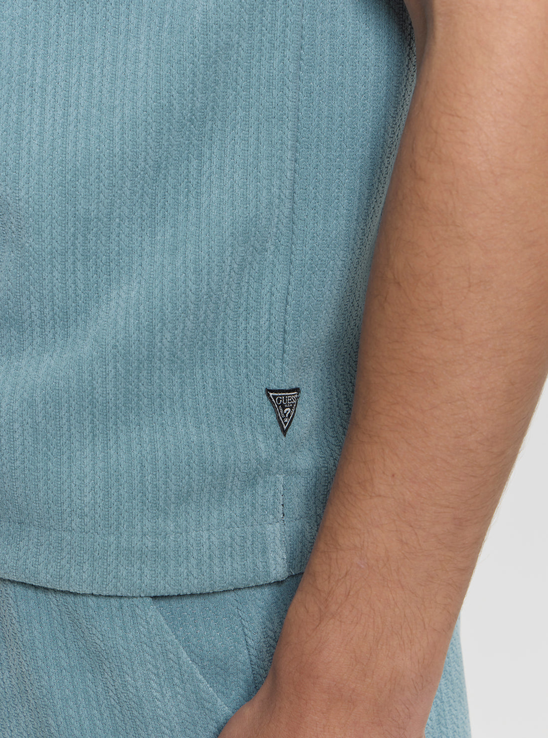 GUESS Mens Eco Blue Baron Textured Knitted Shirt M5GP21KCRY0 Detail View_2