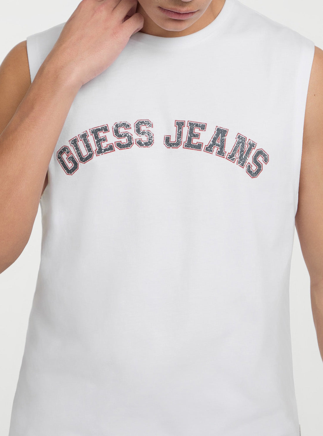 Guess Jeans White Muscle Collegiate Tank