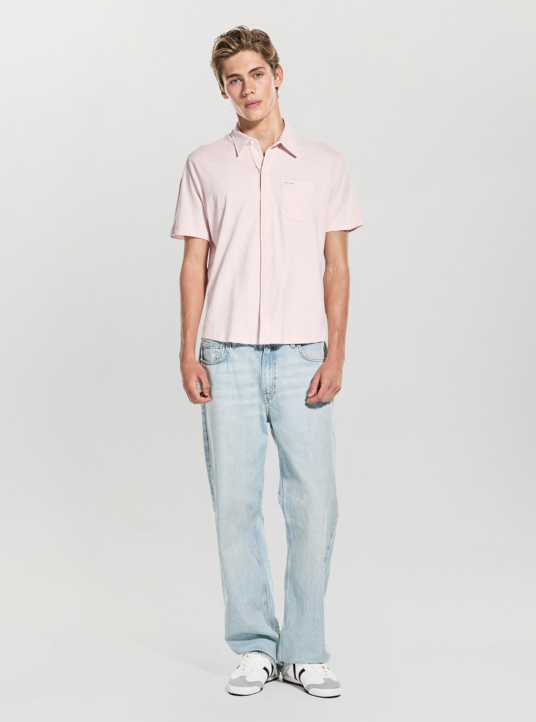 Guess Jeans Pink Button Front Shirt M5GP32KCTV1 Full View