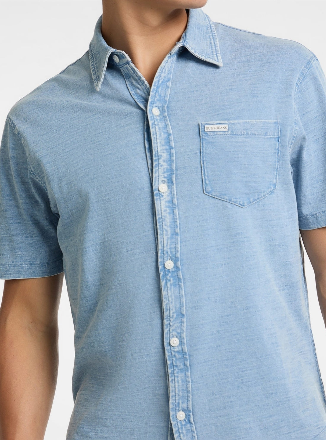 Guess Jeans Blue Regular Button Front Shirt M5GP32KCTW1 Detail View