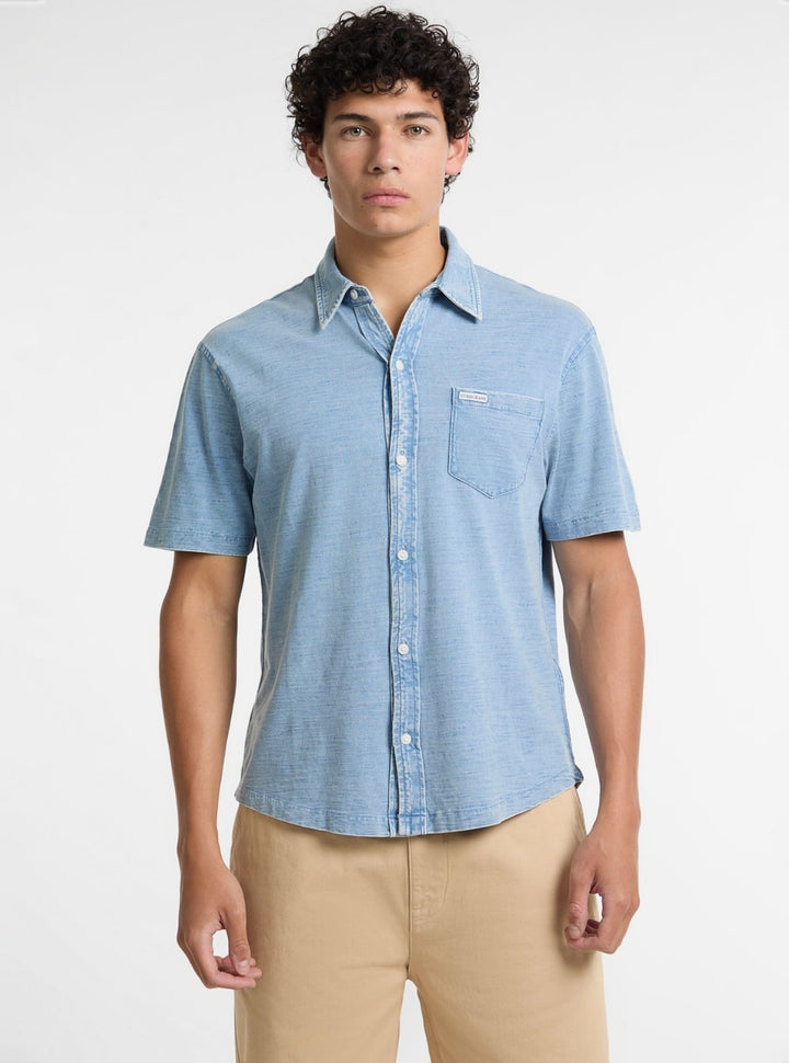 Guess Jeans Blue Regular Button Front Shirt M5GP32KCTW1 Front View