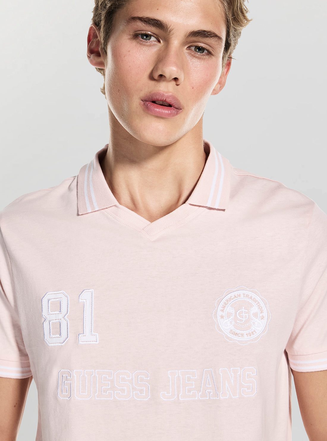 Guess Jeans Eco Pink Soccer Polo T-Shirt M5GP46K8FQ4 Detail View