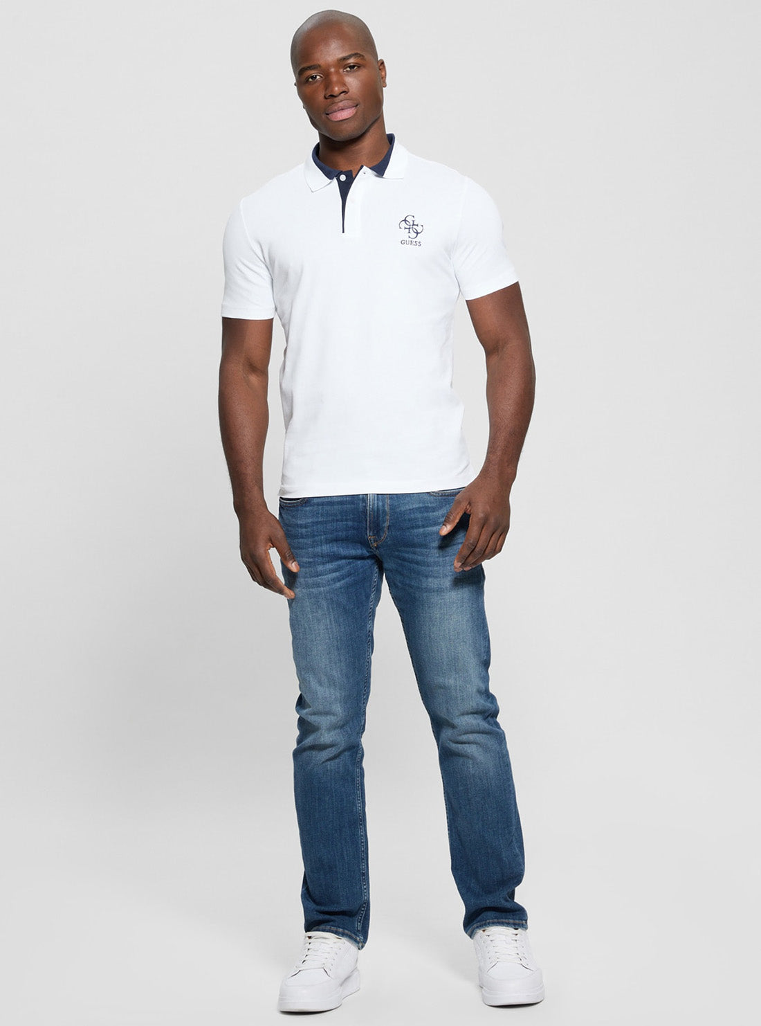 GUESS Mens Eco White Lyle Polo Shirt M5GP60K7O64 Full View