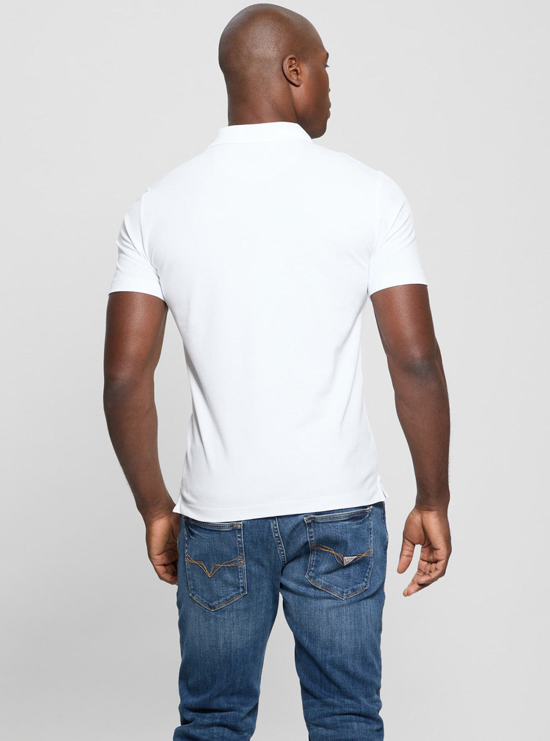 GUESS Mens Eco White Lyle Polo Shirt M5GP60K7O64 Back View