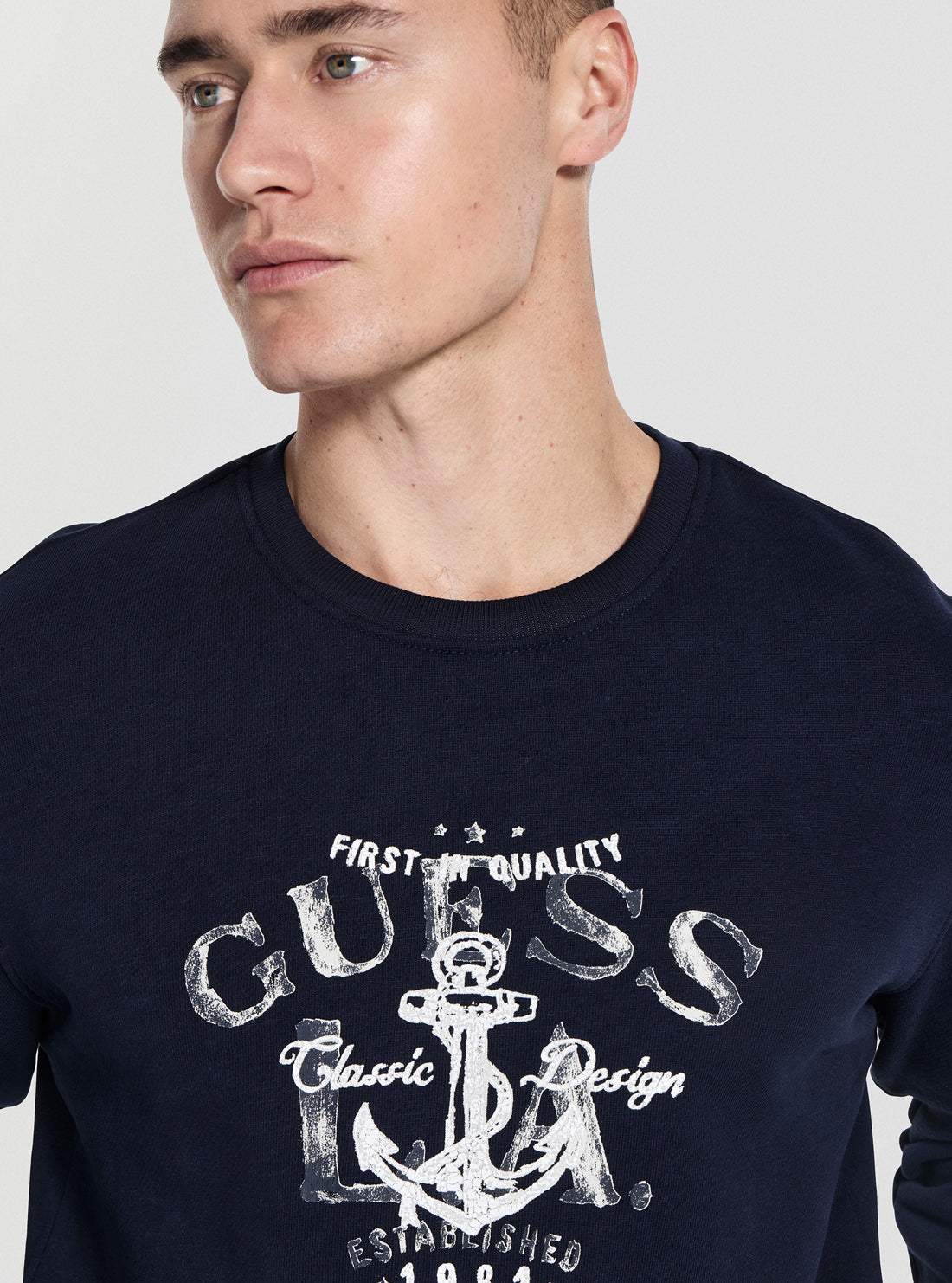 GUESS Womens Blue Graphic Anchor Sweatshirt M5GQ07KCS31 Detail View