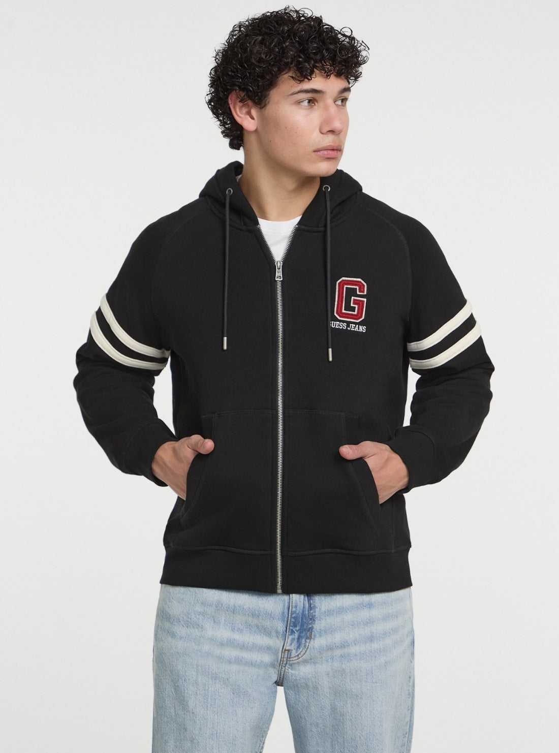 GUESS Jeans Eco Black Hooded Sweater M5GQ26KCPR1 Front Side View