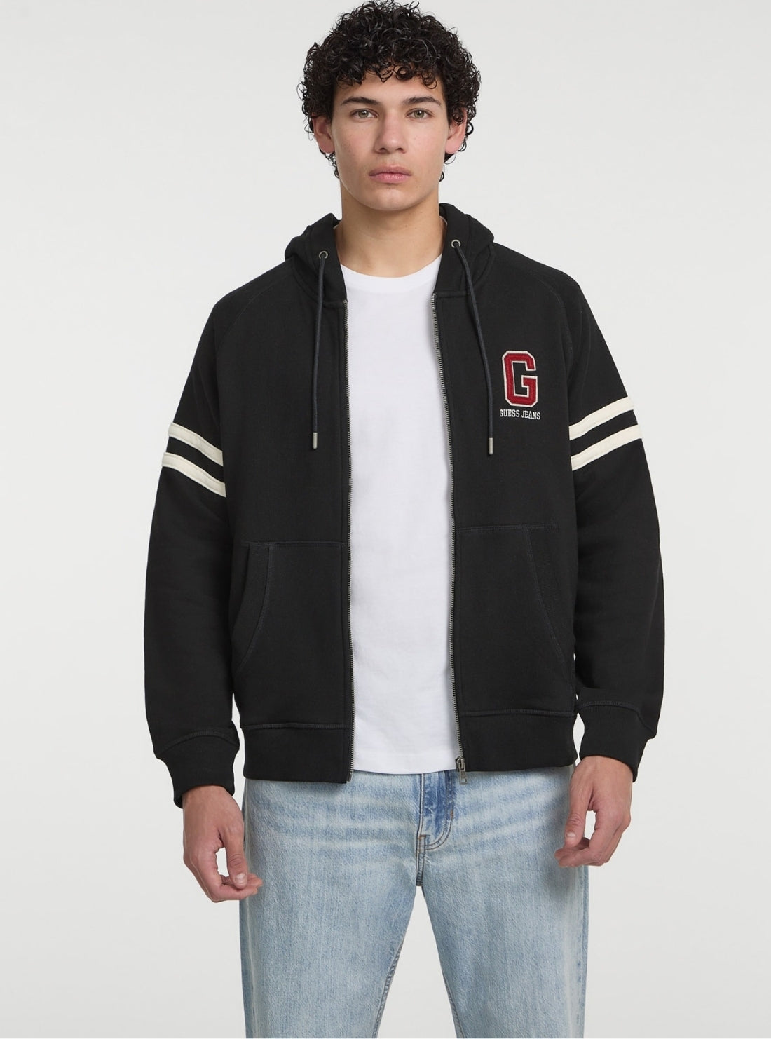 GUESS Jeans Eco Black Hooded Sweater M5GQ26KCPR1 Front View