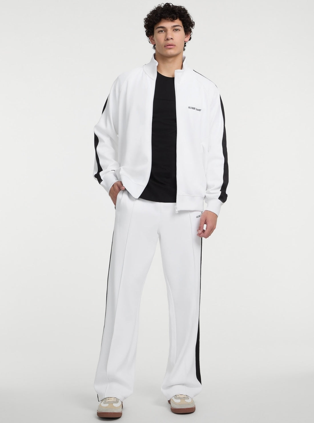 Guess Jeans White Tricot Track Jacket M5GQ29KB212 Full View