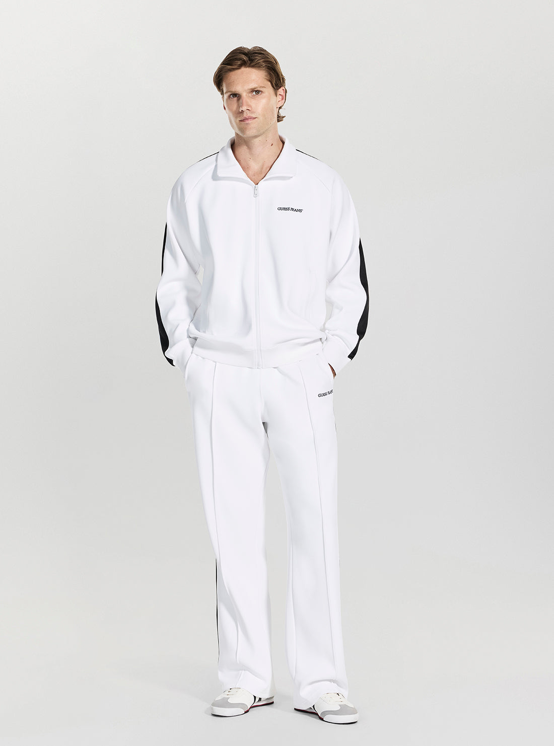 Guess Jeans White Tricot Track Jacket M5GQ29KB212 Full View