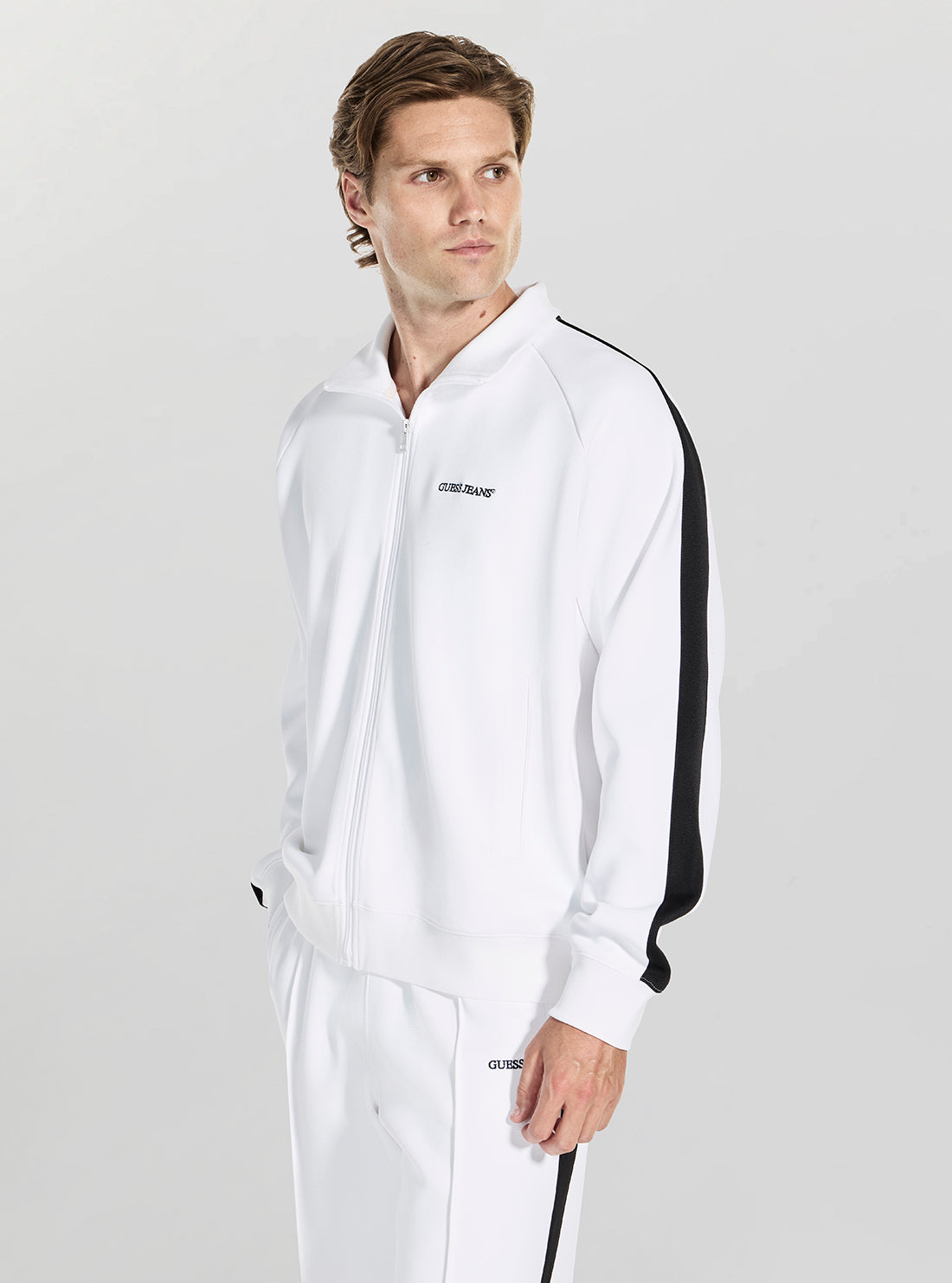 Guess Jeans White Tricot Track Jacket M5GQ29KB212 Side View