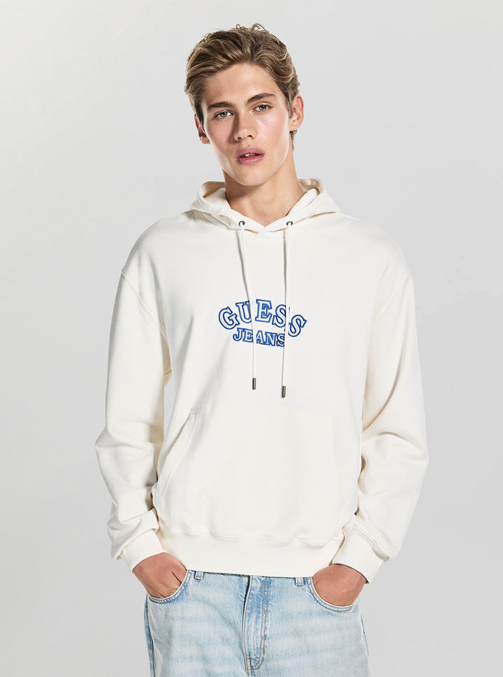 Guess Jeans White Hooded Classic Sweatshirt M5GQ40KCTY1 Front View