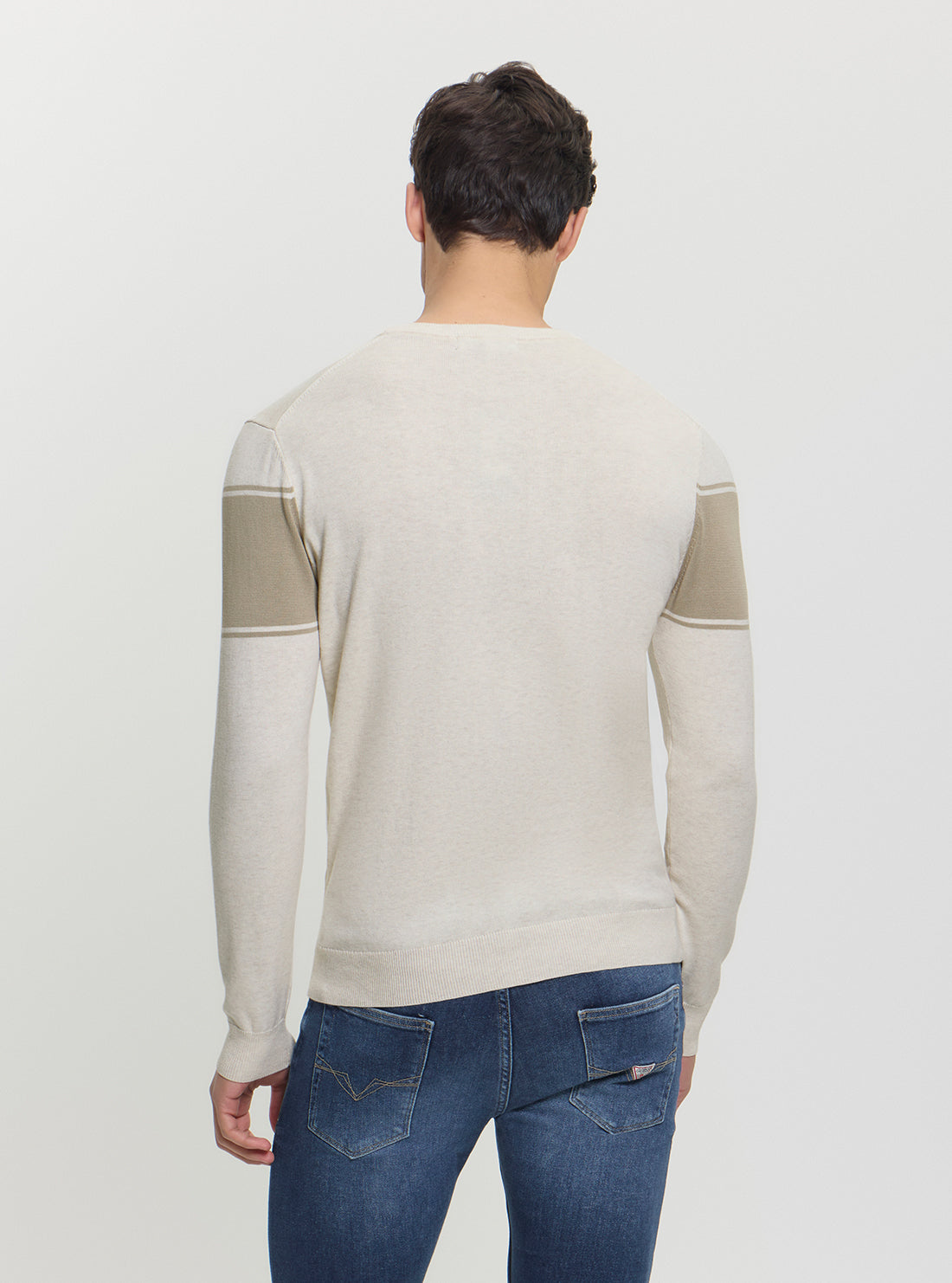 GUESS Mens Eco Beige Geoffrey Logo Sweater M5GR05Z3MI1 Back View