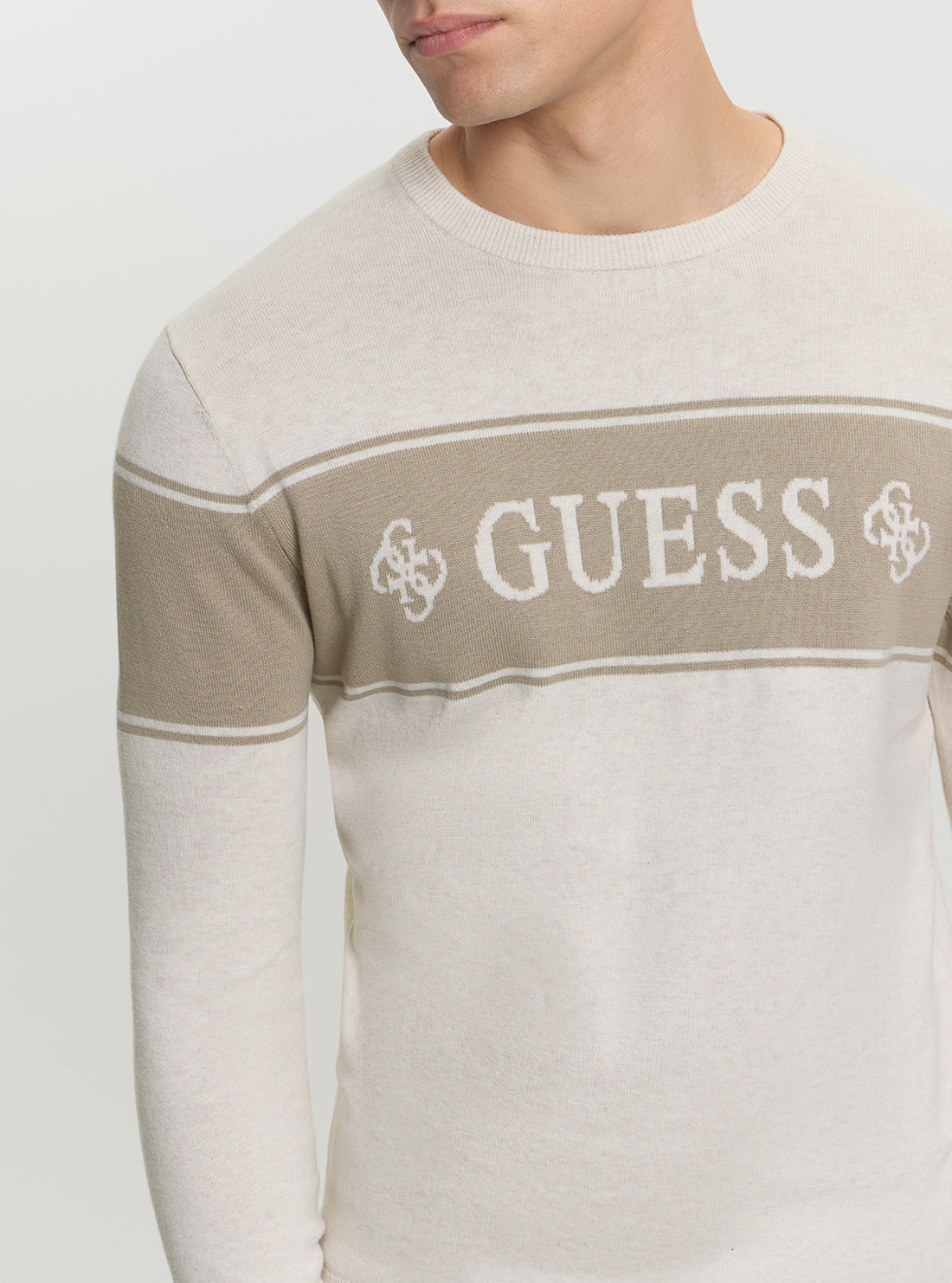 GUESS Mens Eco Beige Geoffrey Logo Sweater M5GR05Z3MI1 Detail View_2