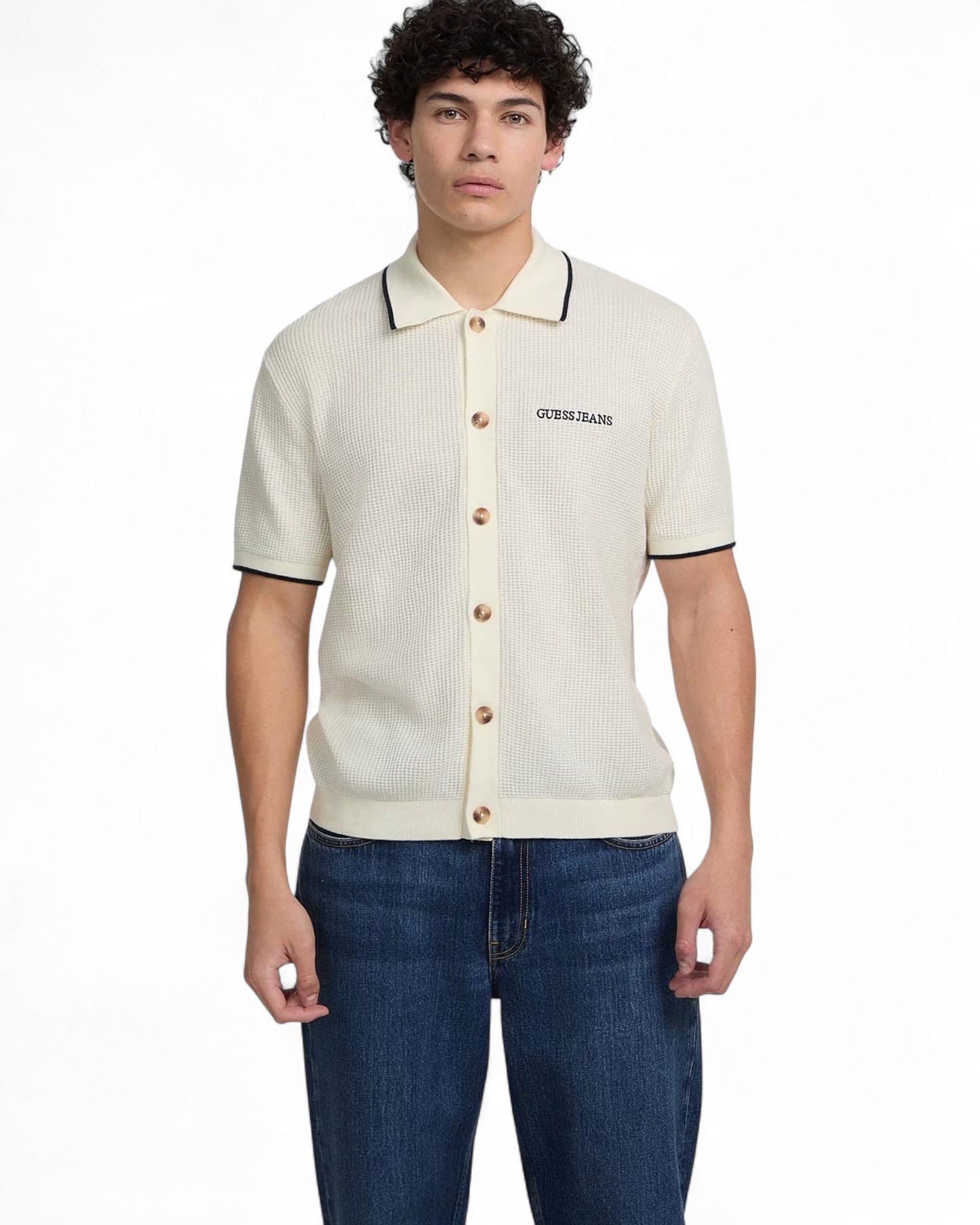 Guess Jeans Short Sleeve Polo Cardi Sweater