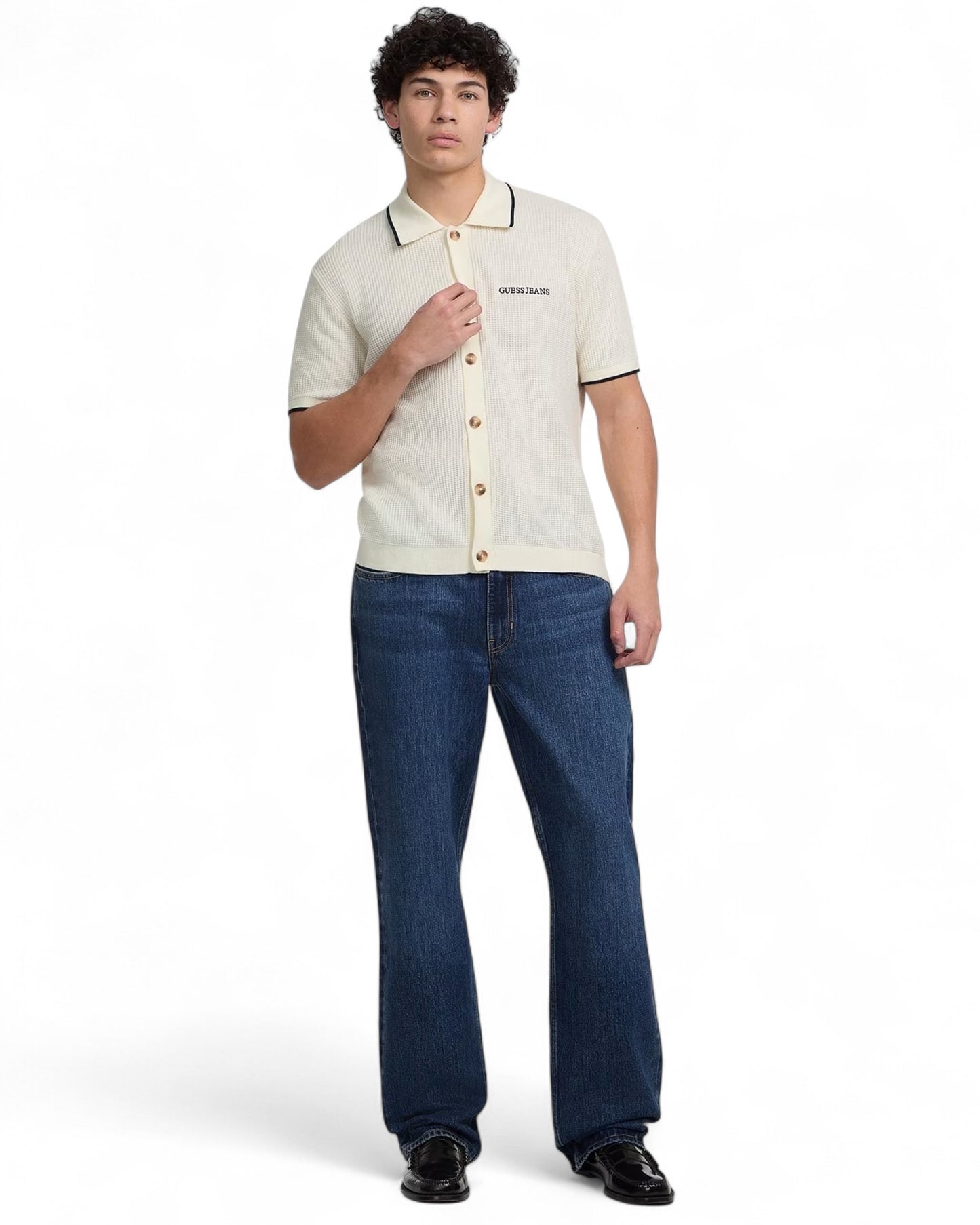 Guess Jeans Short Sleeve Polo Cardi Sweater