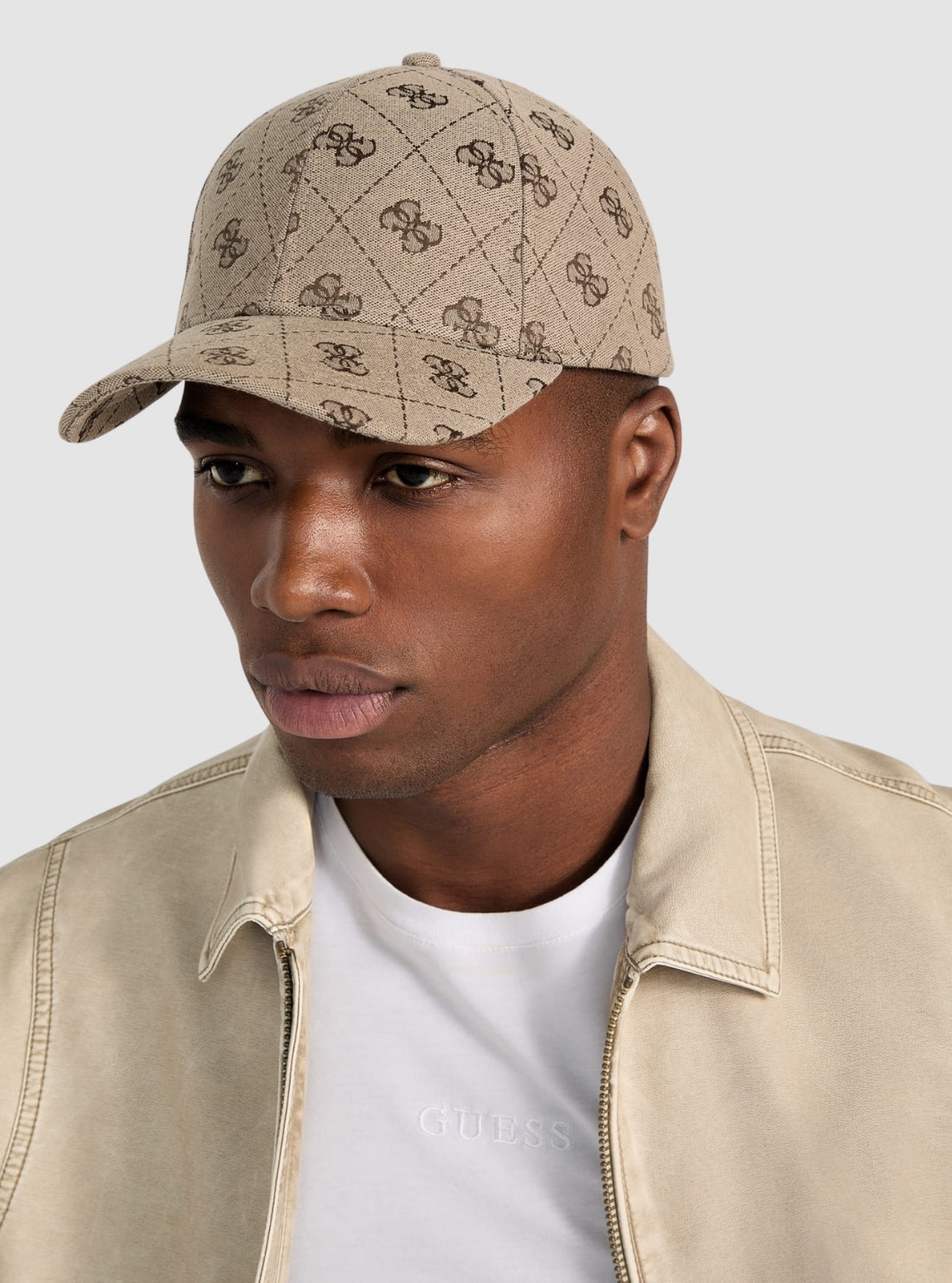 GUESS Mens Brown Logo Jacquard Baseball Cap M5GZ18WGUE0 Full View