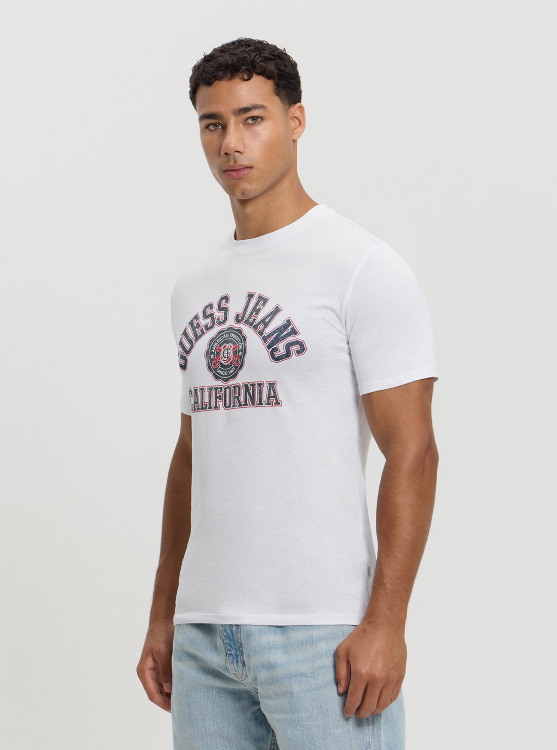 Guess Jeans White Slim Printed Tee