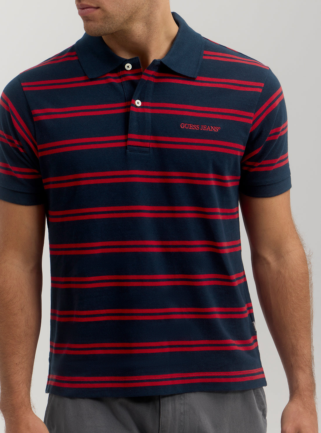 Guess Jeans Red Blue Stripes Polo T-Shirt