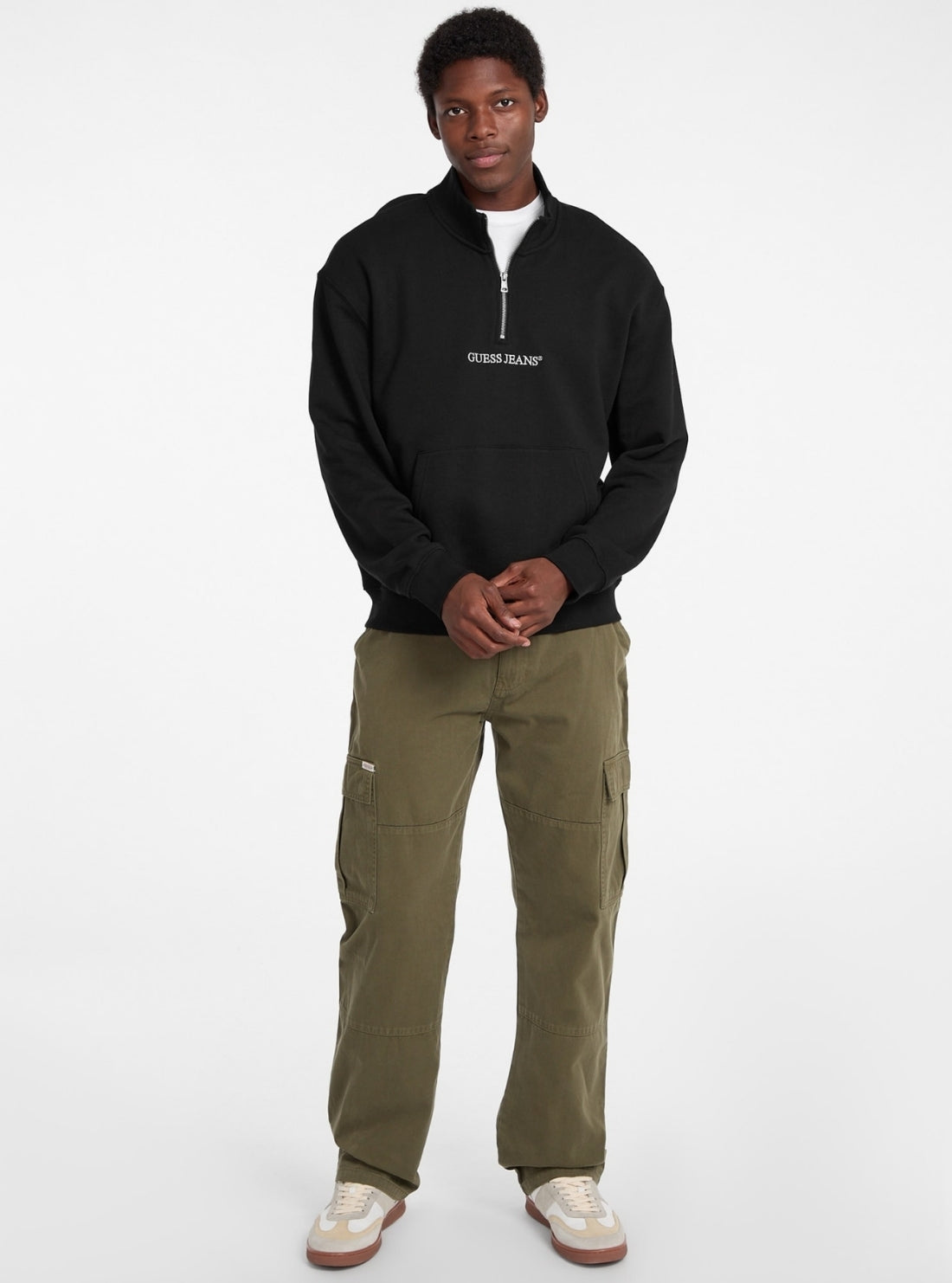 Guess Jeans Black Half Zip Logo Sweatshirt M5RQ42KCPR1 Full View