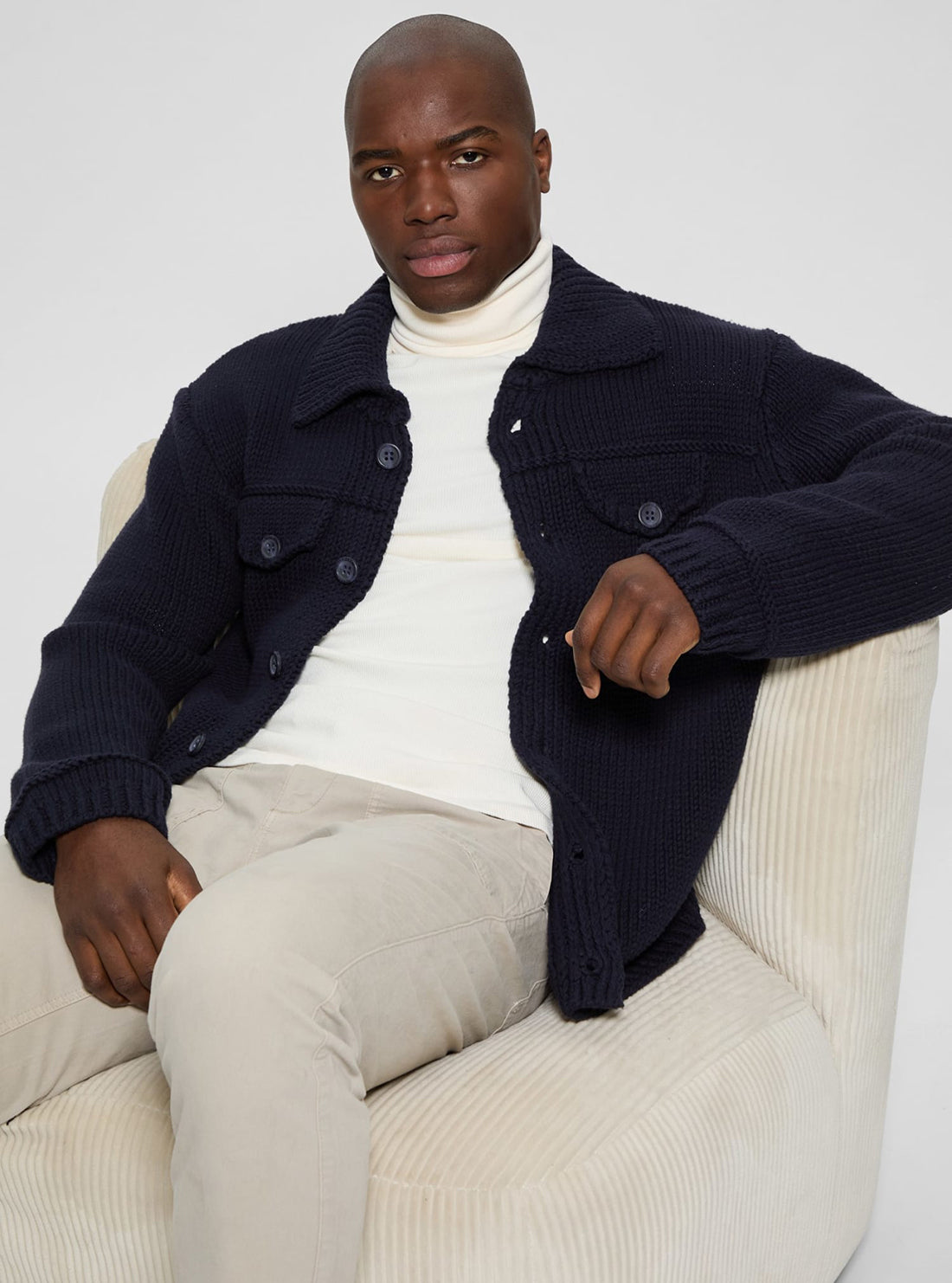 Blue Silas Trucker Knit Jacket
