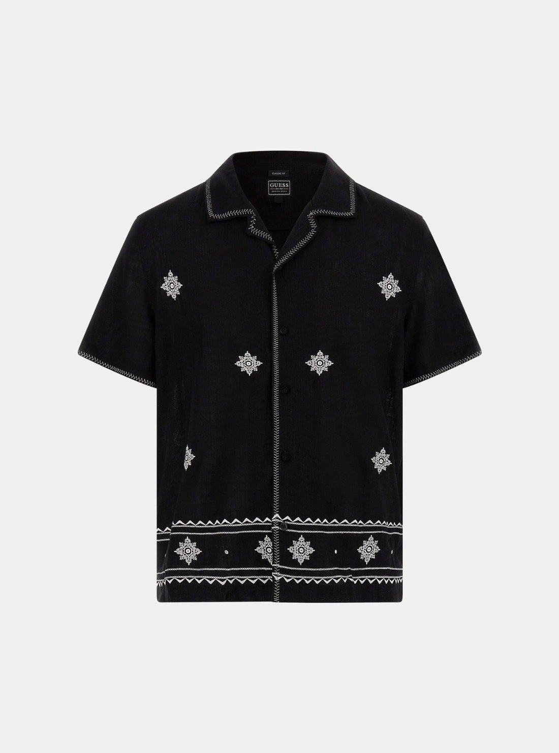 GUESS Mens Black Mosley Embroidered Shirt M5YH47WH350 Flatlay