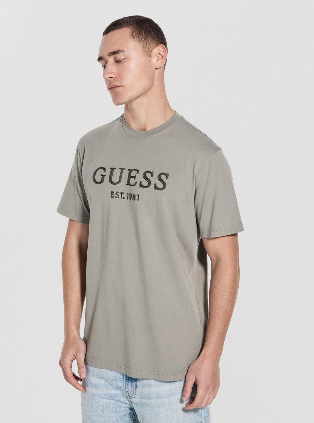 GUESS Mens Green Guess Box Logo T-Shirt M5YI17I3Z14 Front View